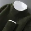 Suéter 100% Lana Pura Otoño e Invierno para Hombre de Cuello Alto Medio Jersey de Punto Suéter Casual Holgado Base Suéter de Cachemira