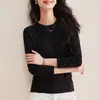 Camada Base de Lã Lyocell Tencel Roupa Íntima Feminina 2026 Novo Gola Redonda Elástico Ajuste Slim Cor Sólida Top