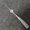 Novo produto de Guanshanyue: pingente de paz de jade branco com borlas, franjas de pérolas, joias de estilo antigo e borlas de seda