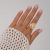 Anillo de metal liso con textura femenina, forma de gota de agua, abierto, con forma de huevo, para Europa y Estados Unidos.