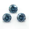 Cara de anillo de piedra suelta de moissanita con corte de flor de ciruelo redonda, rosa intenso, azul marino, rosa flor de cerezo, piedra principal de moissanita multifacética estrella mágica