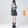 Falda a cuadros retro súper elegante para mujer, nueva falda lápiz de cintura alta en línea A 2026, falda corta de lana para mujeres petite, invierno