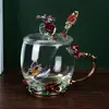 Copo de água esmaltado para casa sala de estar criativo luxo leve xícara de café feminina moda copo de vidro café da manhã conjunto de copos de leite