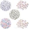 100/Paquete 4*7mm juego blanco cuentas acrílicas alfabeto DIY aretes hechos a mano Joyería collar accesorios de joyería