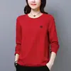 100.00kg talla grande Mujer Coreano Nuevo Otoño Manga Larga Camiseta Mujer Suelto Delgado Cubre Vientre Top Básico chica gordita