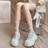 Calcetines de seda color blanco leche con lazo estilo Lolita Pure Desire, con tiras en la pantorrilla, sexys, combinables con todo.