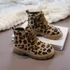 Botas Martin para Niña 2025 Otoño/Invierno Nuevas Estampado de Leopardo Forradas de Felpa Botas de Algodón Vintage Suela Suave Cómodas Versátiles Casuales Botines
