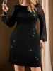 Comercio exterior transfronterizo europeo y americano talla grande verano 2026 nuevo elegante encaje empalmado sin espalda cuello redondo vestido corto