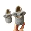 Zapatos para Niñas, Zapatos Peludos, Estilo Princesa, Zapatos de Algodón Forrados de Felpa, Lazo, Zapatos de Invierno para Niños 2025, Zapatos Dobles de Algodón para Bebé Niña