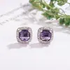 Novedad 2025 Pendientes Sencillos Morados con Diamante de Circonita y Azúcar para Mujer Elegantes de Moda Combinan con Todo Lujo Ligero Pendientes de Gama Alta de Nicho