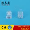 Conector de cristal 6P2C FU/T-DX RJ11, conector de línea telefónica con conector de cristal chapado en oro y cobre puro, disponible en stock.