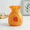 Florero Bolsa de la Suerte arreglo floral para el hogar florero vintage rojo chino espiga de trigo decoración de plástico Año Nuevo florero de la Suerte Tesoro