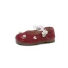 Novos Sapatos de Princesa com Renda Pérola Prateada para Bebês Meninas Outono 2026, Sapatos Pequenos de Couro com Bico Quadrado para Meninas Jovens