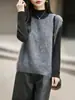 Chaleco de punto de lana cepillada, cuello redondo, sin mangas, para mujer, ideal para usar en capas en otoño e invierno, suéter chaleco de primera línea listo para usar