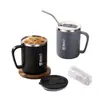 Taza de acero inoxidable 304 con tapa, taza de café de doble pared, vaso para beber para uso en la oficina, taza de té elegante