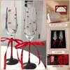 Par de Taças de Brinde para Casamento DIY Taças de Brinde para Casamento Taças de Pé Alto Conjunto de Caixa de Presente Presente de Casamento Kit de Materiais para Taças de Brinde