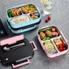 Bandeja de Acero Inoxidable para Comida Rápida Lonchera Lonchera Rectangular Multicompartimento Caja para Comida Rápida Niños y Estudiantes Lonchera Térmica