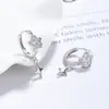 Pendientes Estrella Fugaz Pendientes de Plata 925 para Mujer, Estrella Brillante de Cinco Puntas Circonita Joyería Transfronteriza, Pendientes y Clips de Oreja de Diseño Nicho