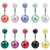 Explosiones de comercio electrónico transfronterizo uña acrílica para ombligo 10 colores anillo para ombligo de imitación perla venta directa de fábrica de joyería de perforación europea y americana