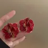Corea del Sur Dongdaemun Globos de Amor Esmaltados de Colores Hebilla de Oreja de Perro Pendientes de Corazón Dulce y Femenino Pendientes Texturizados
