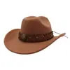Aliexpress Amazon Novo Chapéu de Lã Estilo Étnico Chapéu Jazz Chapéu de Aba Larga Chapéu de Cowboy Ocidental Yzd057