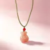Nuevo Collar Colgante de Calcedonia Rosa Estilo Chino para Mujer, Cadena para Clavícula con Colgante Cuadrado Estilo Nacional Lujo Ligero, Regalo para Mamá