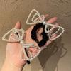 Qi Wei - Anillo para el cabello con lazo grande de perla del mismo estilo, alta elasticidad, estilo coreano, anillo grande para el cabello con lazo, elegante horquilla con perla para niña