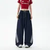 Pantalones casuales a rayas estilo americano para primavera y otoño, unisex, estilo workwear, pierna recta, corte holgado, pierna ancha, adecuados para deportes, baile y ejercicio