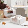 Caja de pastel portátil de cuatro palacios con ventana abierta, caja de embalaje para postre Mu Si, caja de embalaje para té de la tarde, caja de embalaje Beckham de lino con carne, color blanco