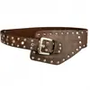 Cinto Larga com Rebite Irregular Estampado de Leopardo Cinturão Versátil Estilo Retrô Americano Menina Spicy Novo Estilo Cinto para Jeans