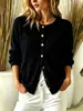 Novo produto transfronteiriço para lojas independentes da Amazon europeia e americana: suéter cardigã de tricô de manga longa outono/inverno feminino com gola redonda pulôver