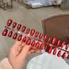 Pontas de Unha Vermelho Brilhante Estilo Cat-Eye, Arte de Unha Cor Sólida Vinho, Peças de Unha Prontas para Noivas, Adesivos de Unha de Ano Novo