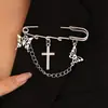 Broche Europeu e Americano Transfronteiriço de Joias em Formato de Coração Estrela Estrela de Quatro Pontas Corrente com Franja Acessório de Roupa para Mulheres Moda de Luxo Leve Acessório de Alfinete