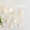 Calcetines de media pantorrilla para niñas, Nuevos calcetines coreanos de otoño de algodón fino para niños, Calcetines blancos de encaje tipo princesa, Calcetines largos de malla para bebés niñas