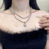 Collar de doble capa de perlas de estilo francés, estilo puro deseo, sexy, de moda, de entrada, de lujo, socialité, elegante, elegante, de alta clase, cadena de clavícula de moda.