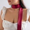 Colar gargantilha de flor de cetim pastoral feminino simples fita de veludo faça você mesmo colar joias transfronteiriças europeias e americanas