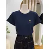 Camiseta de Algodón Puro de Manga Corta para Mujer Estilo Nuevo 2026, Top Versátil de Moda Americana Color Gris Carbón para Primavera y Verano