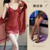 Lingerie Sexy Renda Francesa Transparente Sexy Feminina Suspensório Tule Tentação Tamanho Grande Conjunto de Três Peças Camisola