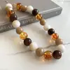 Collar de doble capa con cuentas acrílicas transfronterizo europeo y americano, cadena para la clavícula de lujo ligero de alta gama, joyería de estilo étnico vintage al por mayor