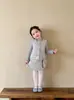 Roupa infantil coreana, conjunto estilo tweed para meninas, nova coleção de inverno 2026, conjunto fofo e adorável de colete de lã e saia para bebês meninas