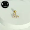Piercing Labial Stud de Titânio F136 com Design de Flor Relâmpago e Cravação de Zircônia, Joia para Body Piercing com Corpo de Titânio de Grau Cirúrgico, Produto em Estoque do Fabricante