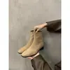 Botas pretas curtas, botas femininas, botas finas estilo francês, nova coleção outono/inverno, botas de montaria em camurça de cano longo, botas estilo Martin Chanel