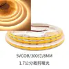 Tira LED Cob de 5V con Salida de Luz Uniforme, Respaldo Autoadhesivo, Interfaz USB de 8 mm, Interruptor Táctil
