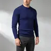 Suéter de punto trenzado para hombre 2026, cuello redondo, ajuste slim, elástico, manga larga, Otoño Invierno, Capa interior de negocios, Capa base
