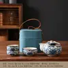 Bule de mão da cerâmica Ru, cultural e artístico, bule para infusão de chá, gaiwan, xícara de chá, conjunto de chá de viagem, bolsa portátil para exterior, presente, xícara de chá rápida, Festival do Meio Outono