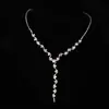 C217 Venta caliente transfronteriza collar de borla de diamante y pendientes de pedrería conjunto de dos piezas para novia boda collar largo elegante