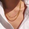 Collar de Acero de Titanio de Tres Capas de Lujo Accesible Europeo y Americano para Mujer Cadena de Hueso de Serpiente Versátil de Gama Alta Ins Diseño de Nicho Cadena para Clavícula Venta al por Mayor