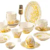 Conjunto de Tigelas e Pratos Estilo Japonês para Uso Doméstico, Novo Conjunto de Louças de Tigelas e Pratos de Alto Acabamento, Cor Sob Esmalte, Conjunto de Tigelas para Presente de Inauguração