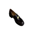 Zapatos Loafers de Cuero Grueso con Hebilla Metálica de Tacón Grueso, Estilo Retro Británico, Punta Redonda, de Tacón Alto para Commuter y JK, para Mujer
