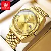 Dropshipping Oulisi Modelo Nuevo Dorado Completamente Impermeable Luminoso Correa de Acero Transfronterizo Comercio Exterior Reloj de Cuarzo para Hombre